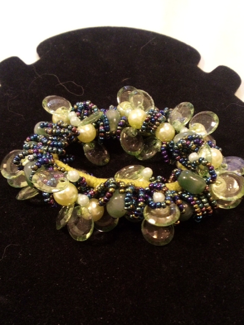 Handcrafted Green Beaded Cluster Bracelet